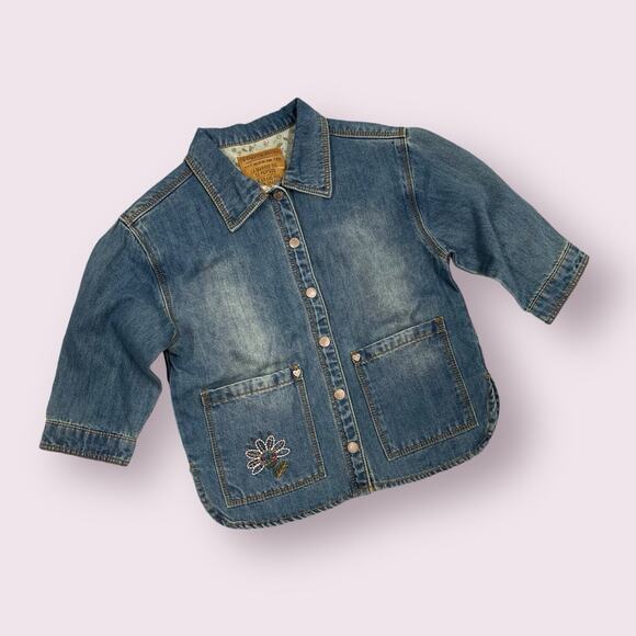 Souris Mini Denim Collection Embroidered Shirt Jacket 12-18 Mos - Picture 2 of 8